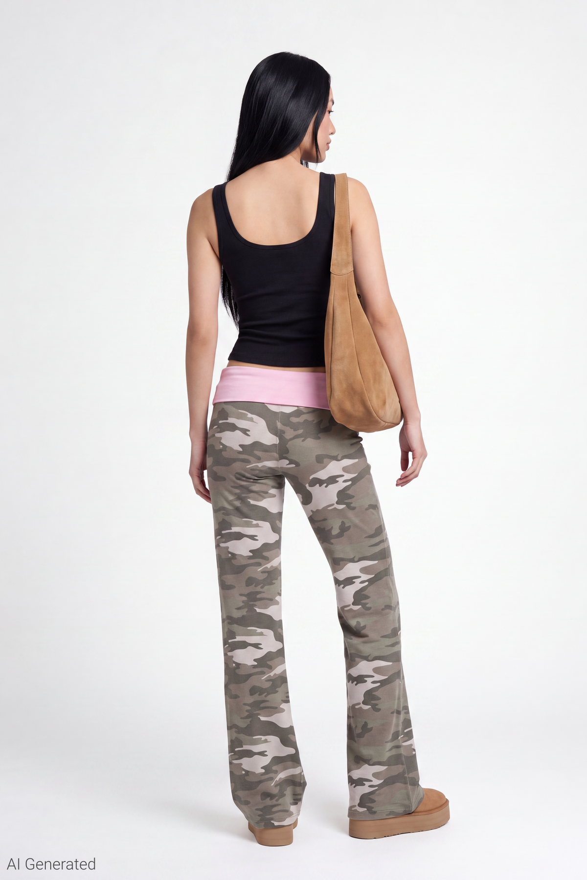 Printed Foldover Waist Pant