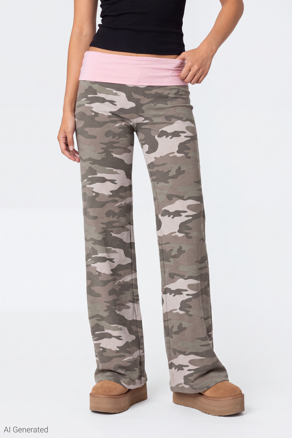 Printed Foldover Waist Pant
