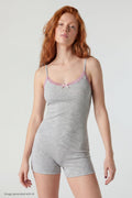 Soft Ribbed Lace Trim Romper