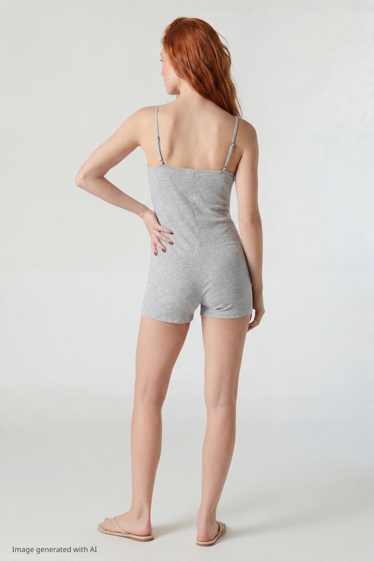 Soft Ribbed Lace Trim Romper