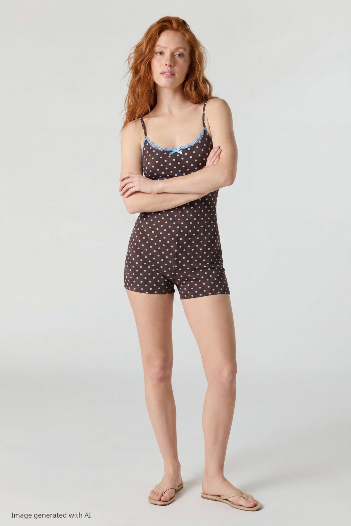 Soft Ribbed Lace Trim Romper