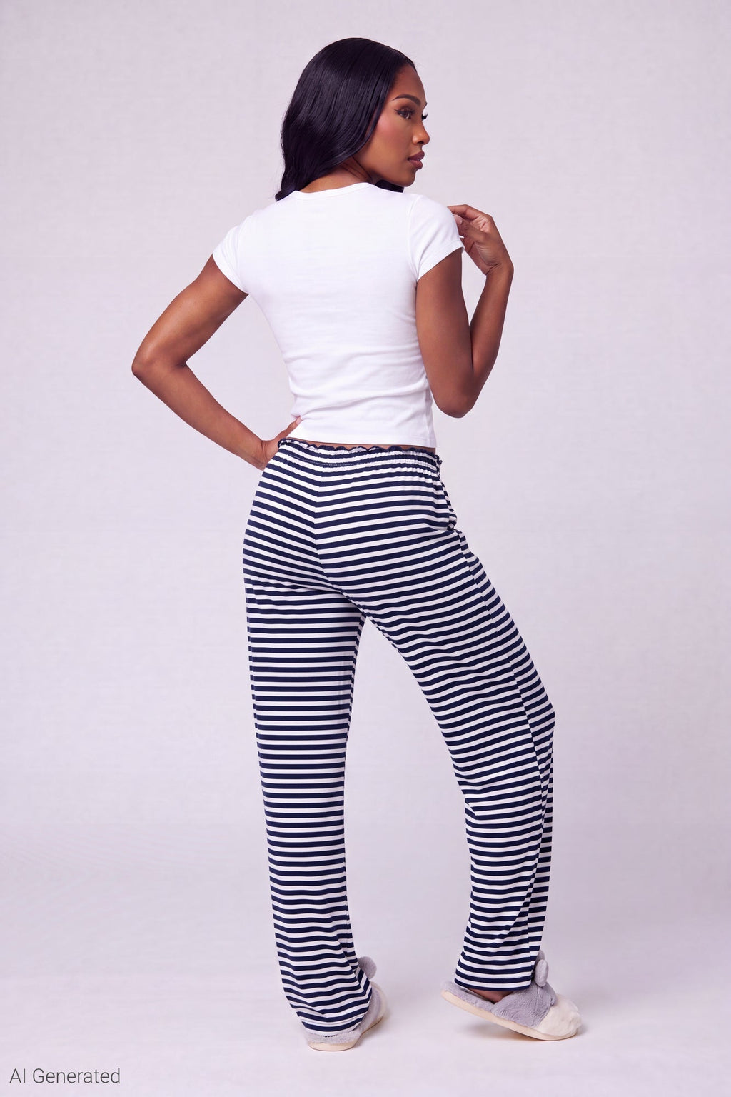 Lace Trim Printed Pajama Pant