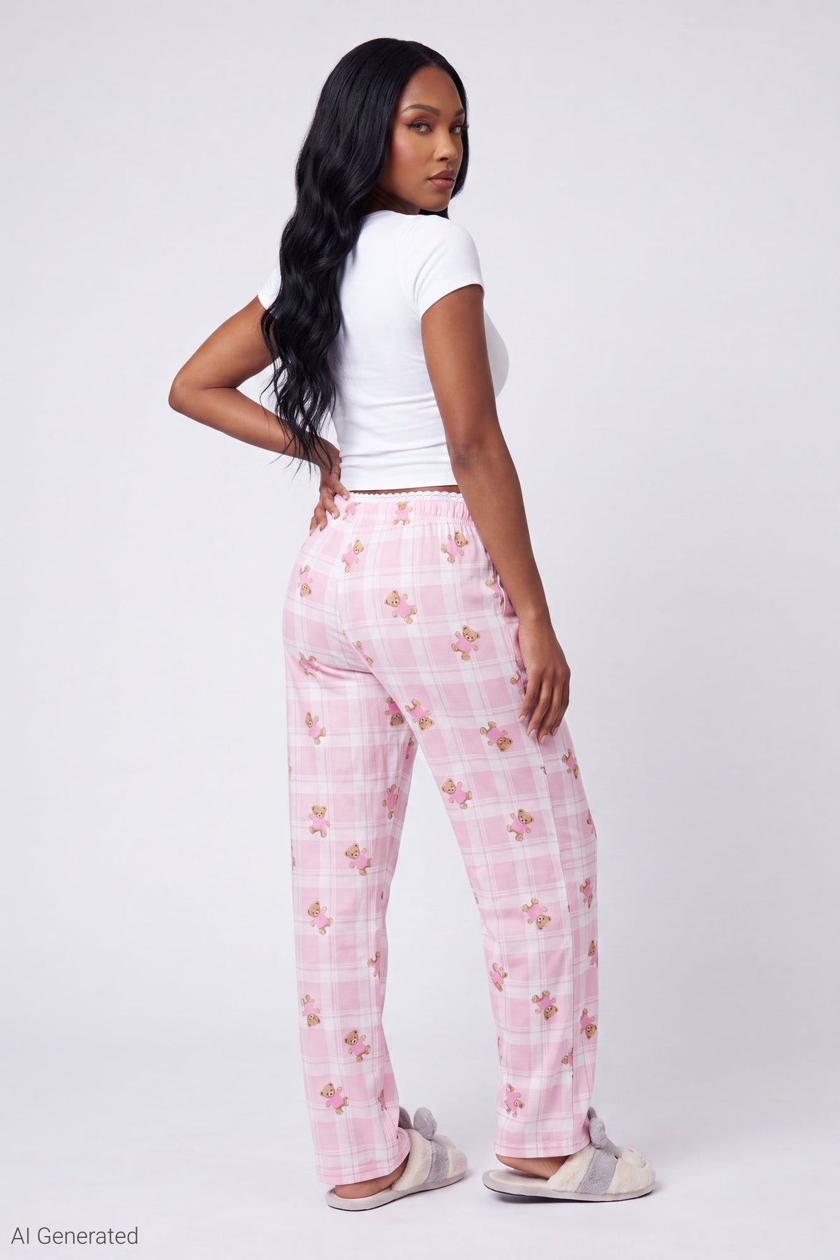 Lace Trim Printed Pajama Pant