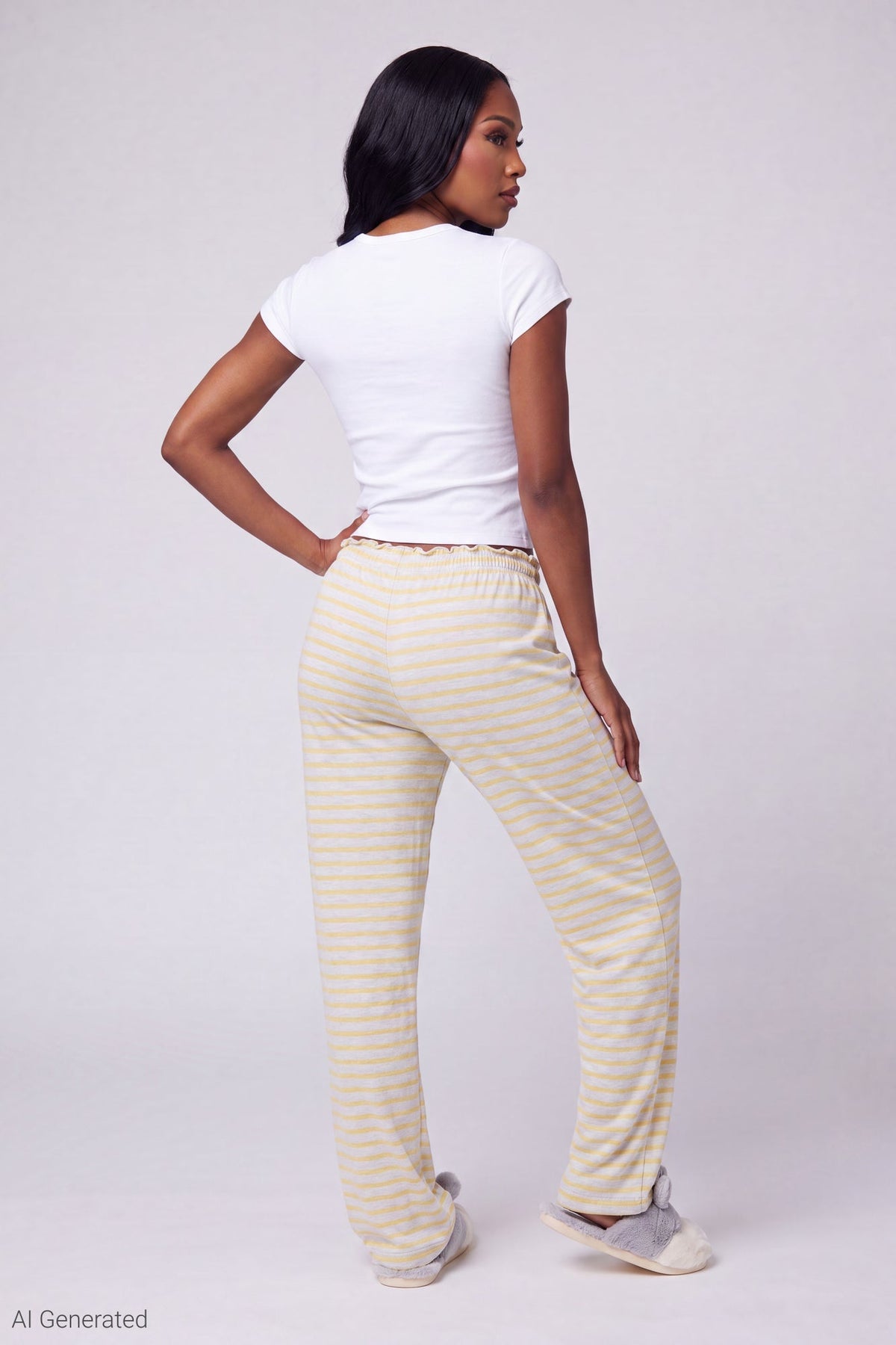 Lace Trim Printed Pajama Pant