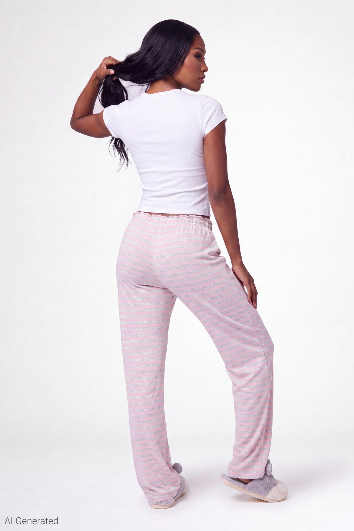 Lace Trim Printed Pajama Pant