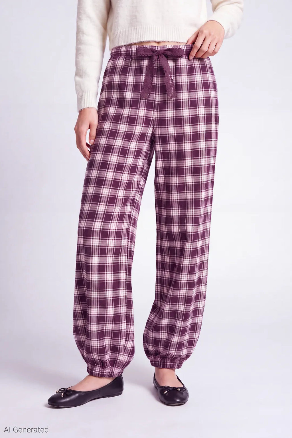 Plaid Flannel Balloon Leg Pajama Pant