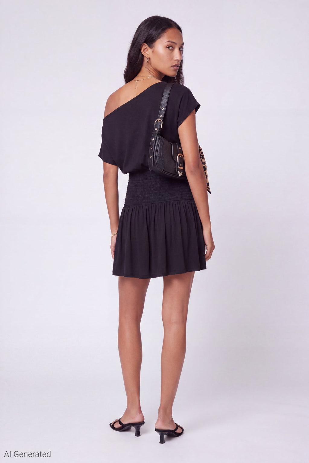 Off Shoulder Smocked Waist Mini Dress