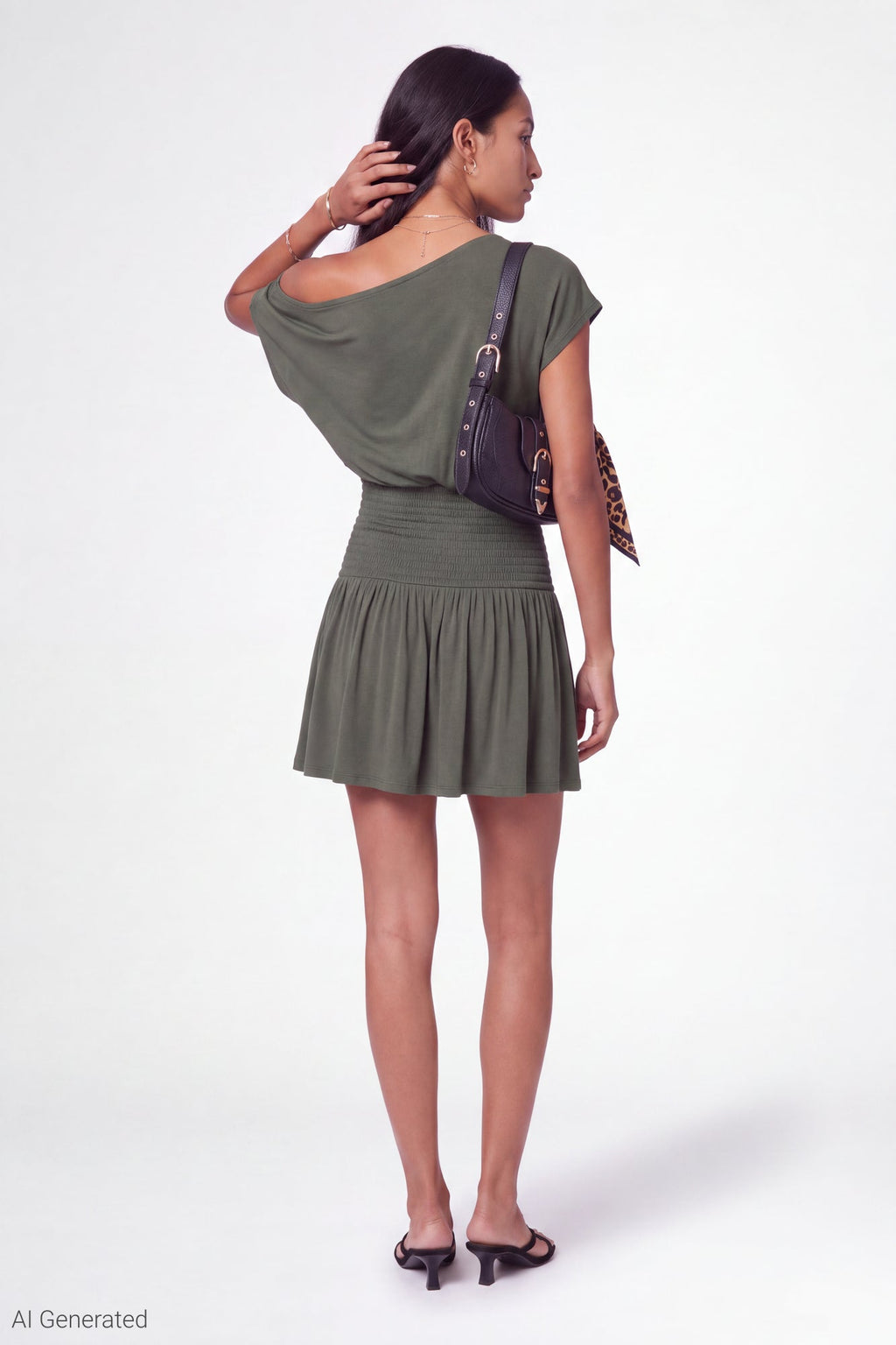 Off Shoulder Smocked Waist Mini Dress