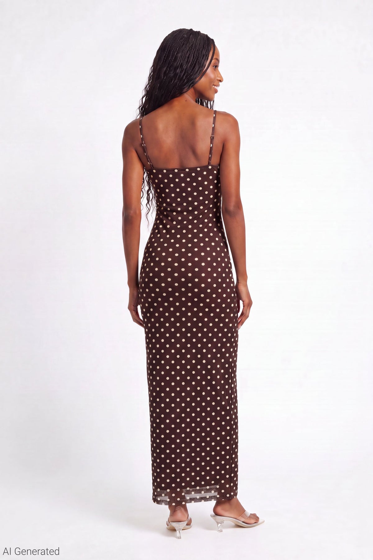 Printed Mesh Maxi Dress