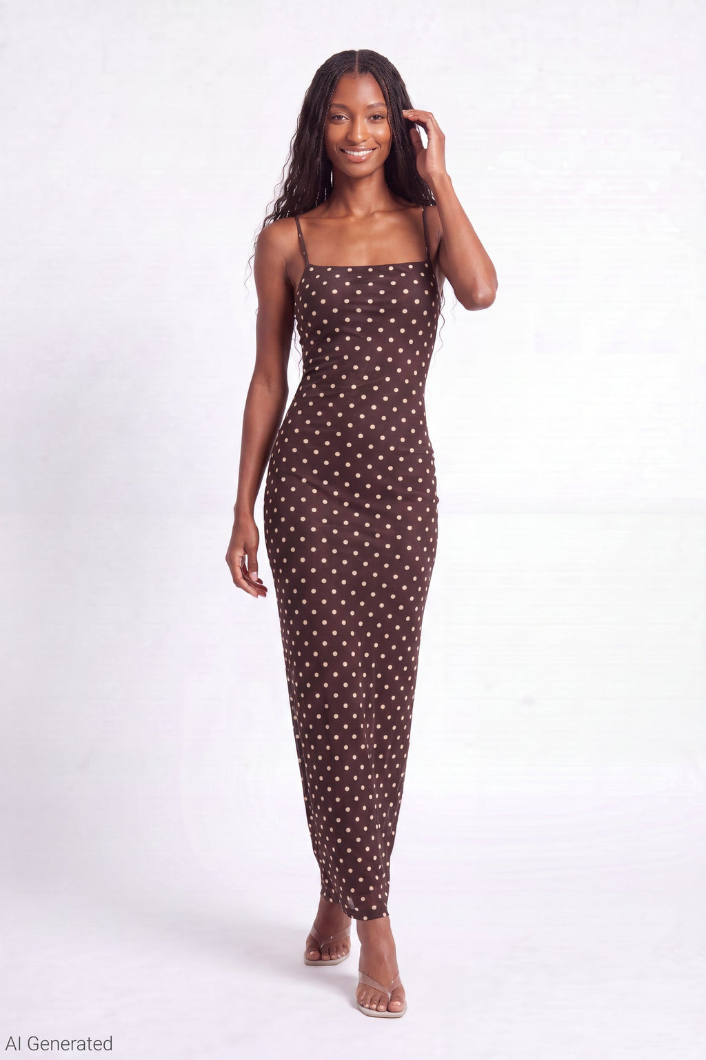 Printed Mesh Maxi Dress