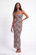 Printed Mesh Maxi Dress