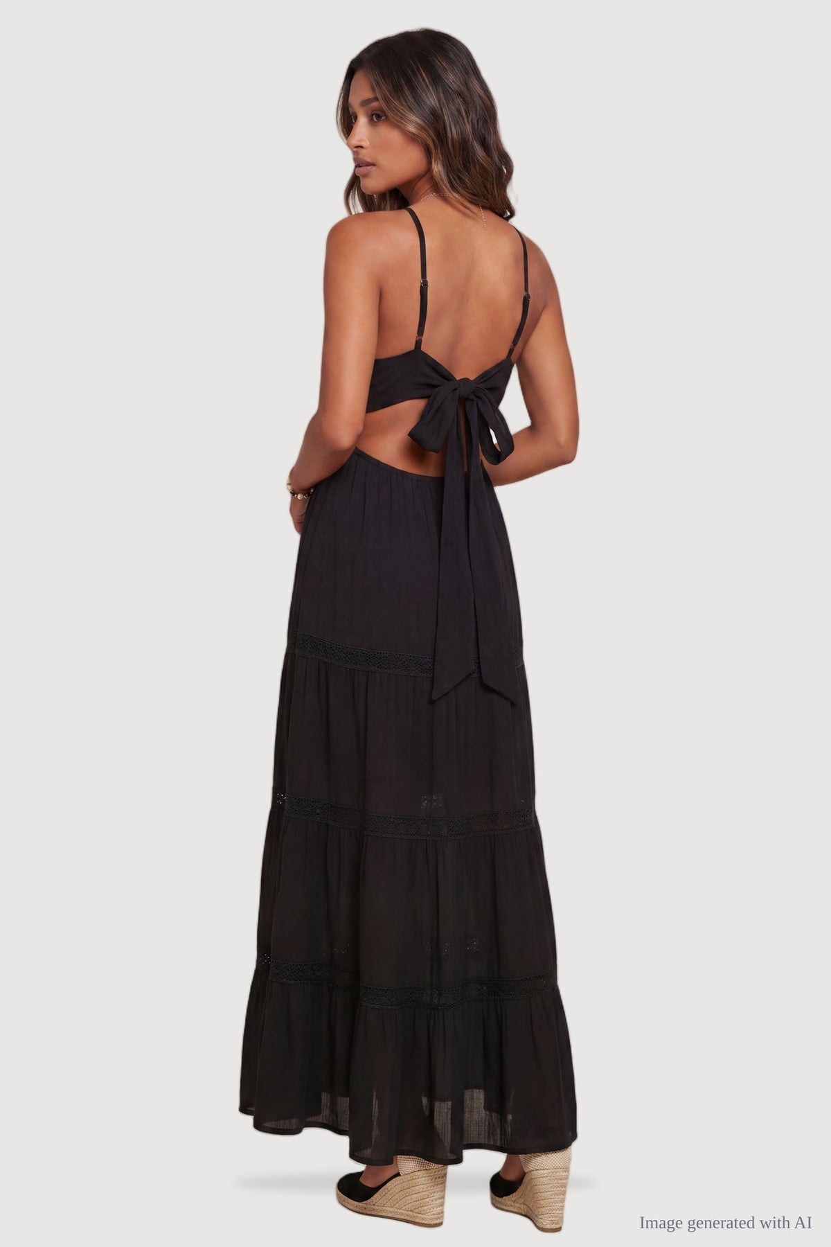 Tie-Back Tiered Maxi Dress