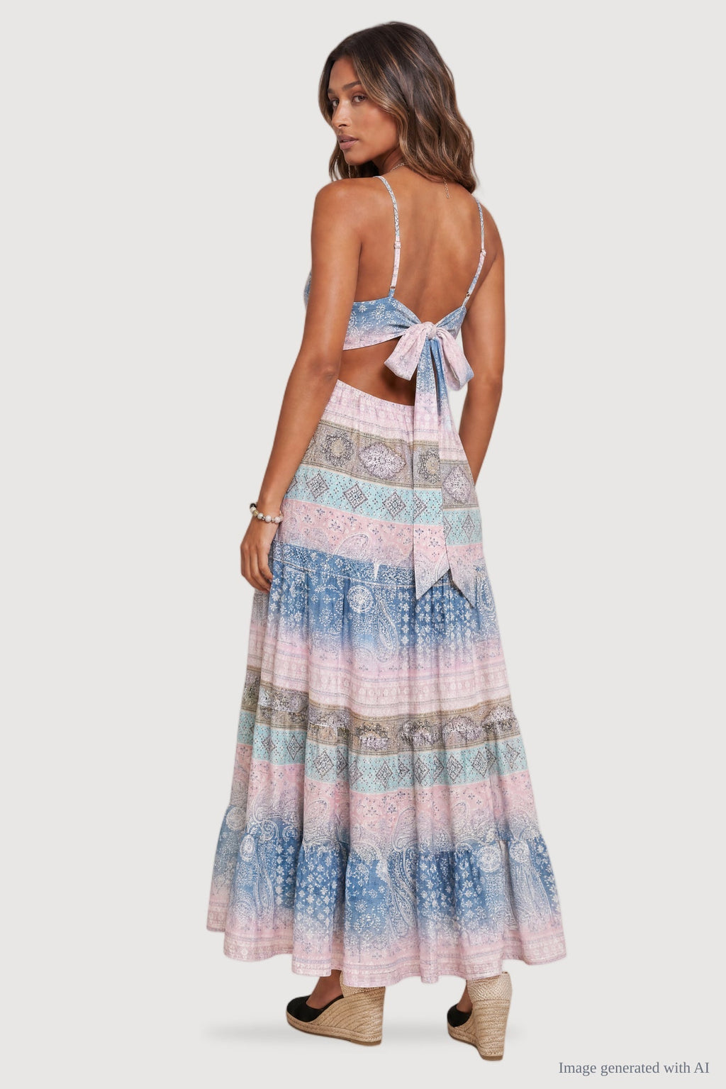 Tie-Back Tiered Maxi Dress