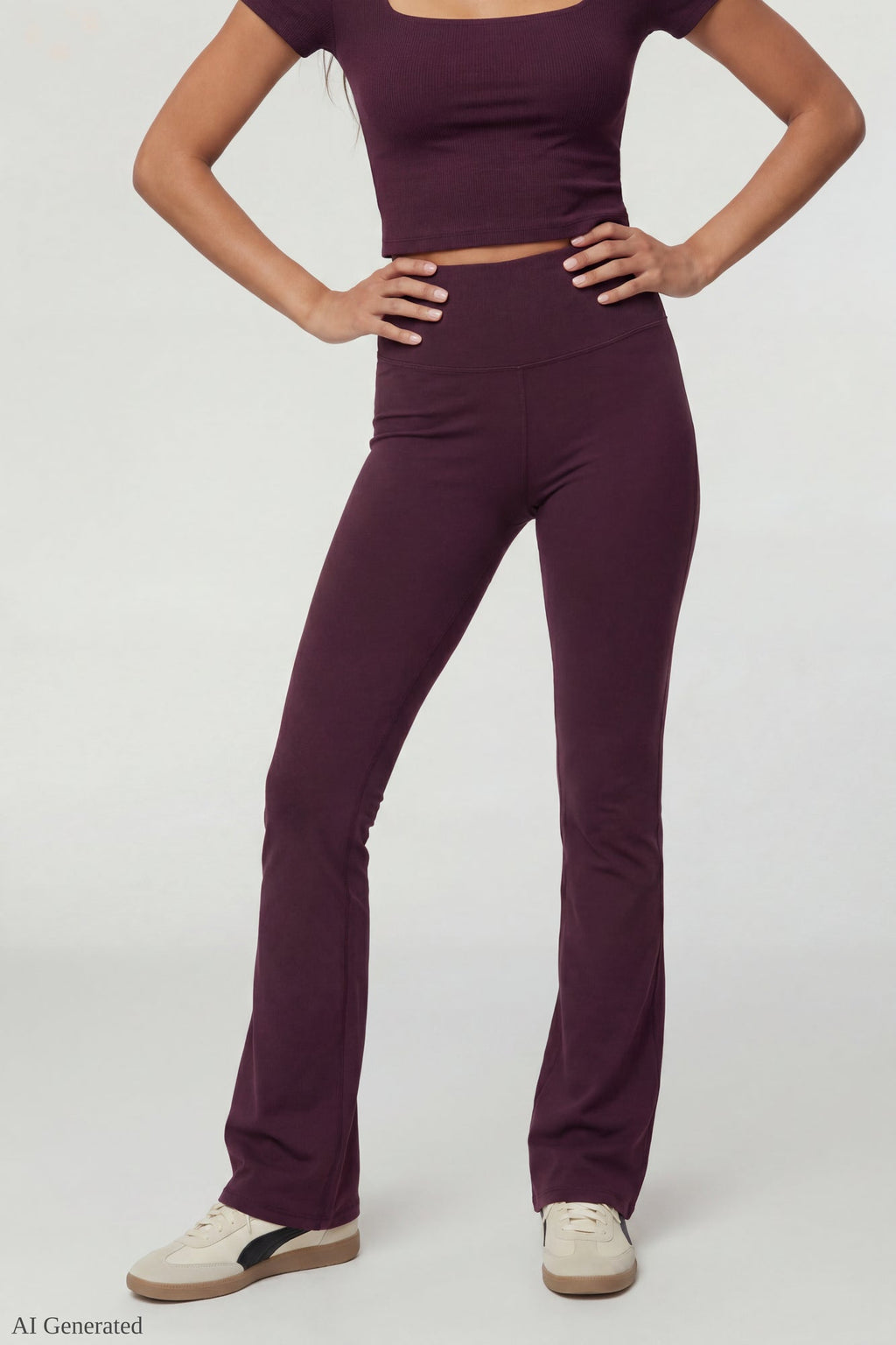 Square Neck T-Shirt & Flare Legging Set