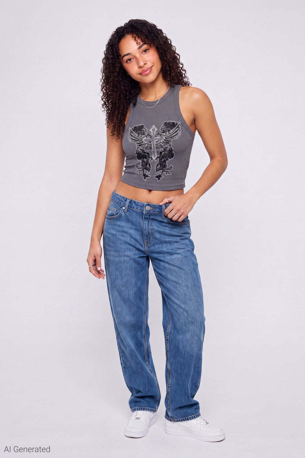 Ribbed Graphic Tank