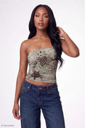 Printed Mesh Tube Top