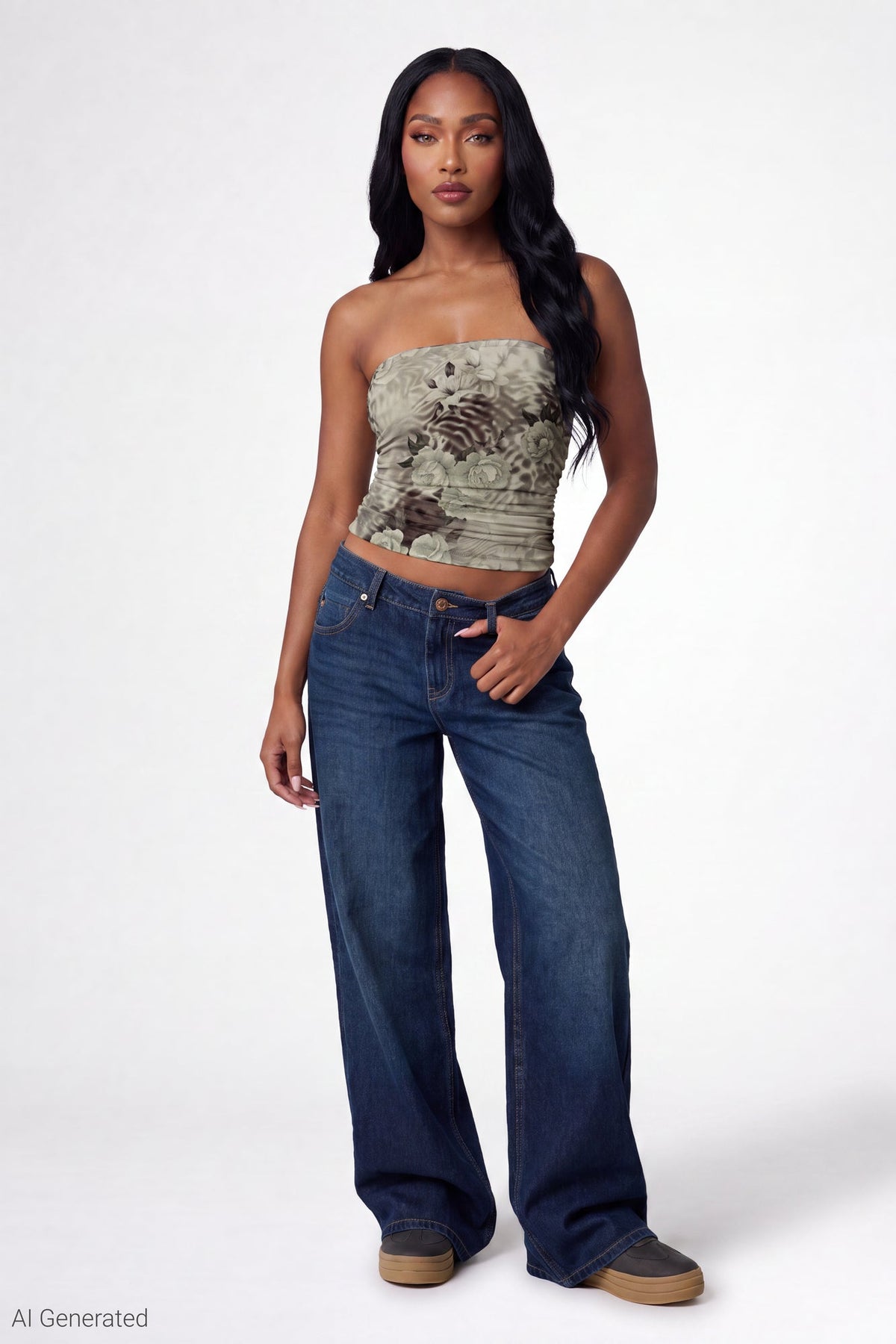Printed Mesh Tube Top