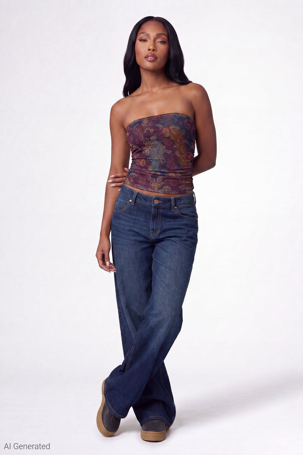 Printed Mesh Tube Top