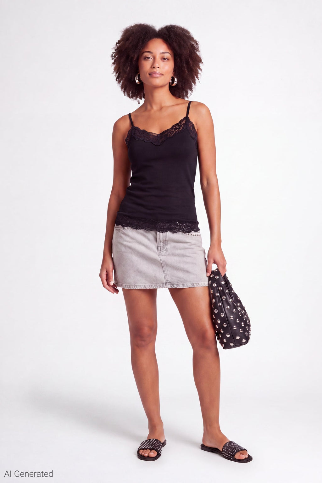 Lace Trim V-Neck Tank