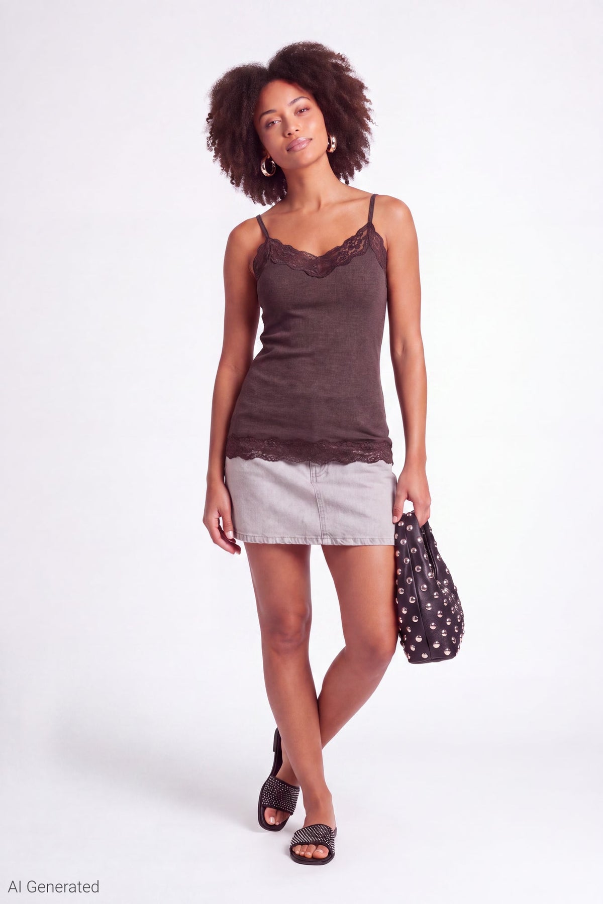 Lace Trim V-Neck Tank