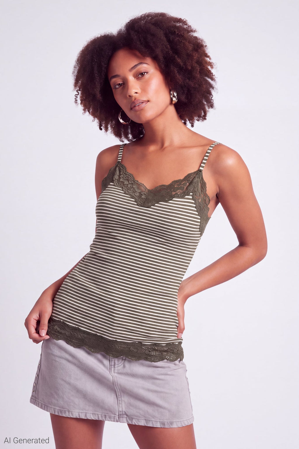 Lace Trim V-Neck Tank
