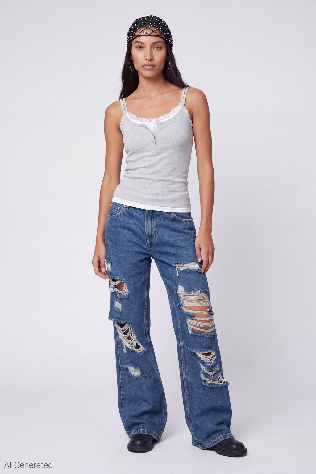 Ribbed Lace Trim Layered Twofer Tank
