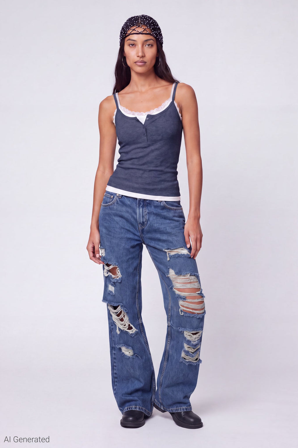 Ribbed Lace Trim Layered Twofer Tank