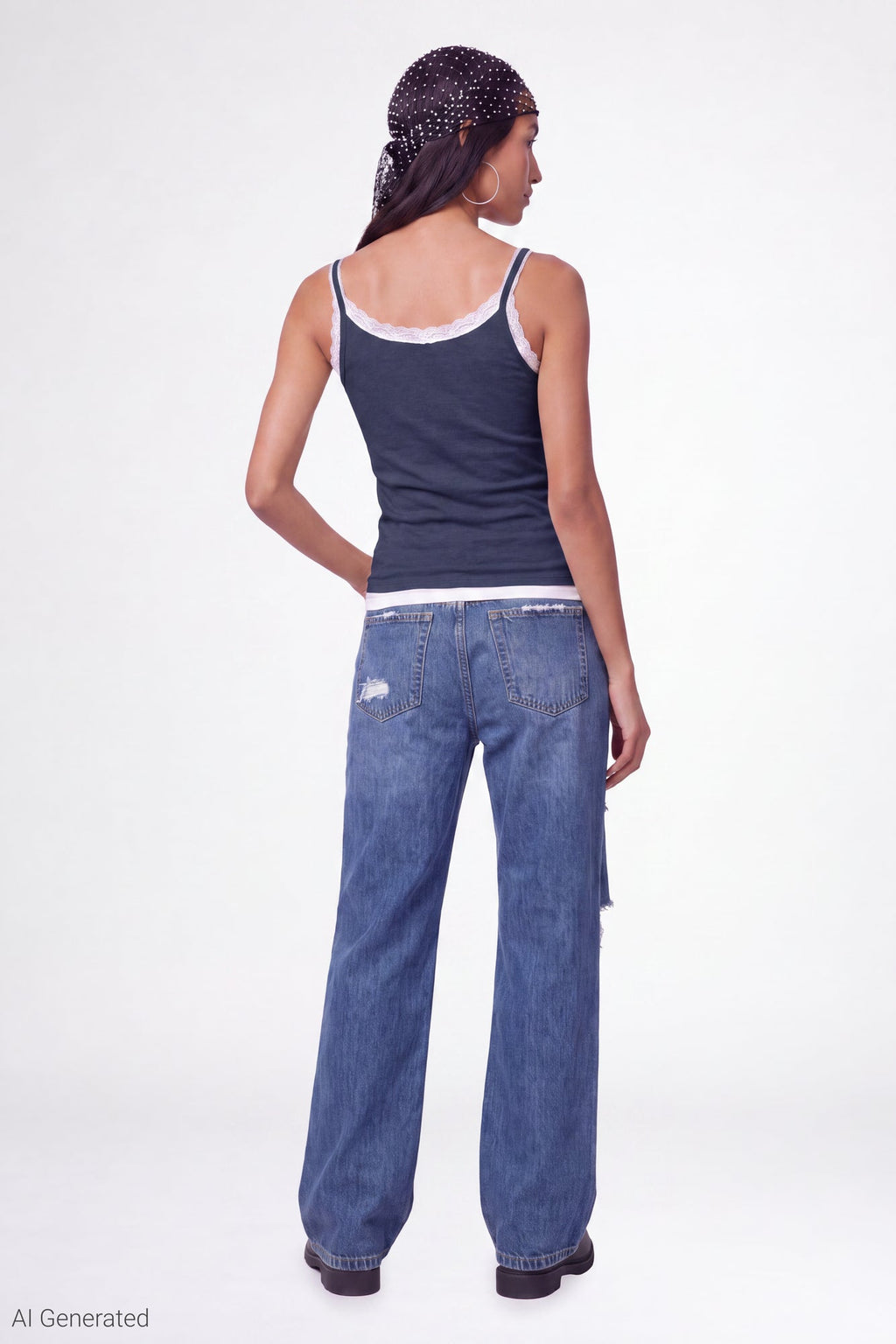 Ribbed Lace Trim Layered Twofer Tank