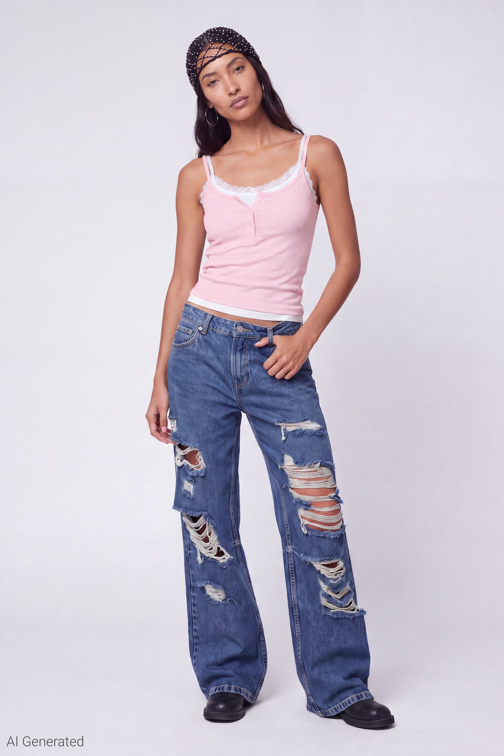Ribbed Lace Trim Layered Twofer Tank