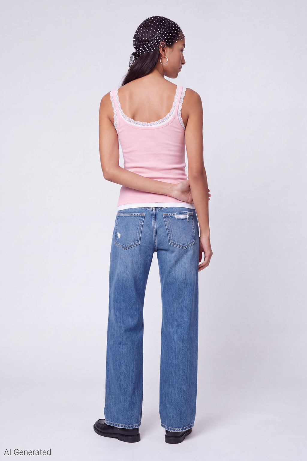 Ribbed Lace Trim Layered Twofer Tank