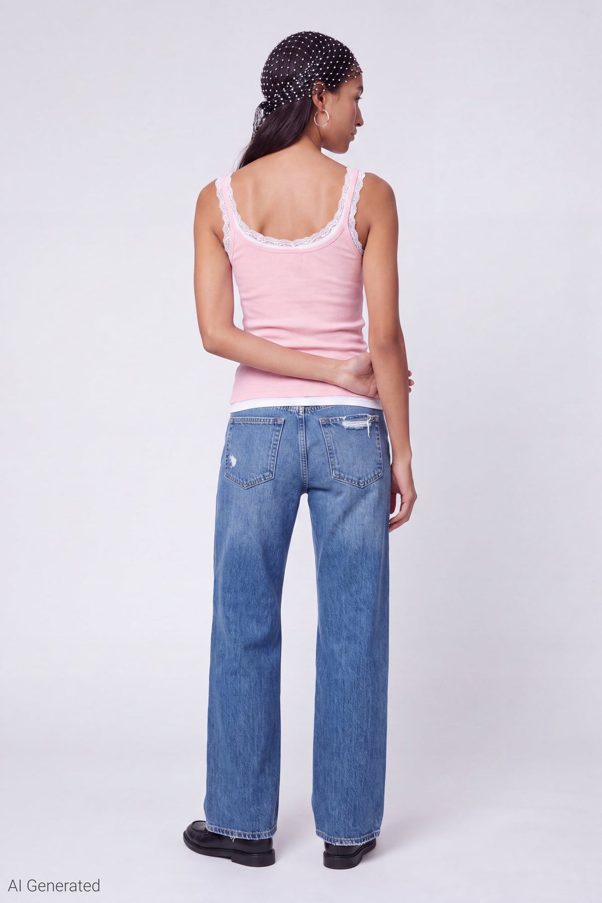 Ribbed Lace Trim Layered Twofer Tank