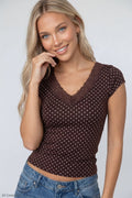 V-Neck Lace Trim T-Shirt
