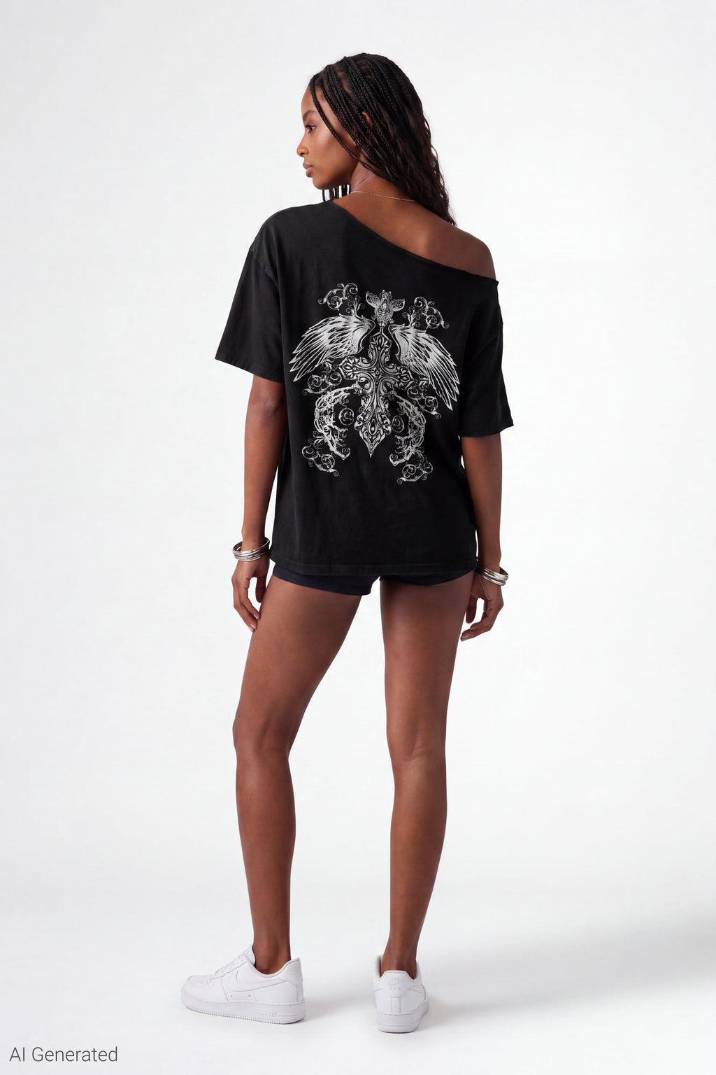 Off Shoulder Graphic T-Shirt
