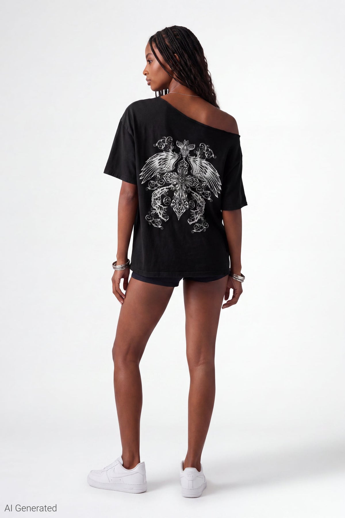Off Shoulder Graphic T-Shirt