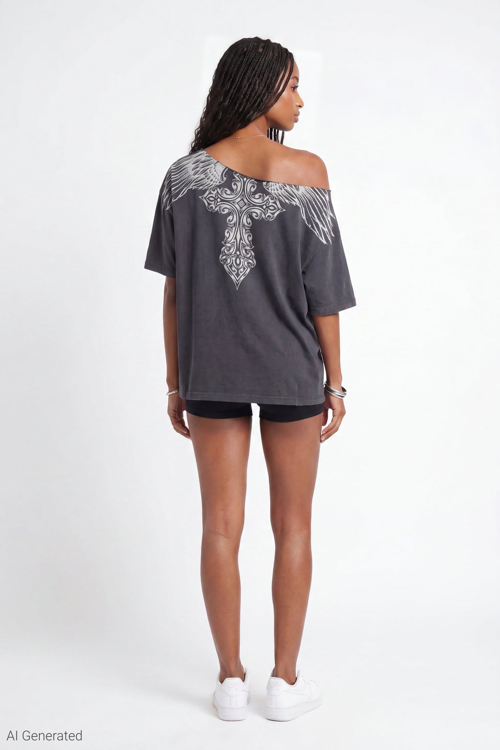 Off Shoulder Graphic T-Shirt