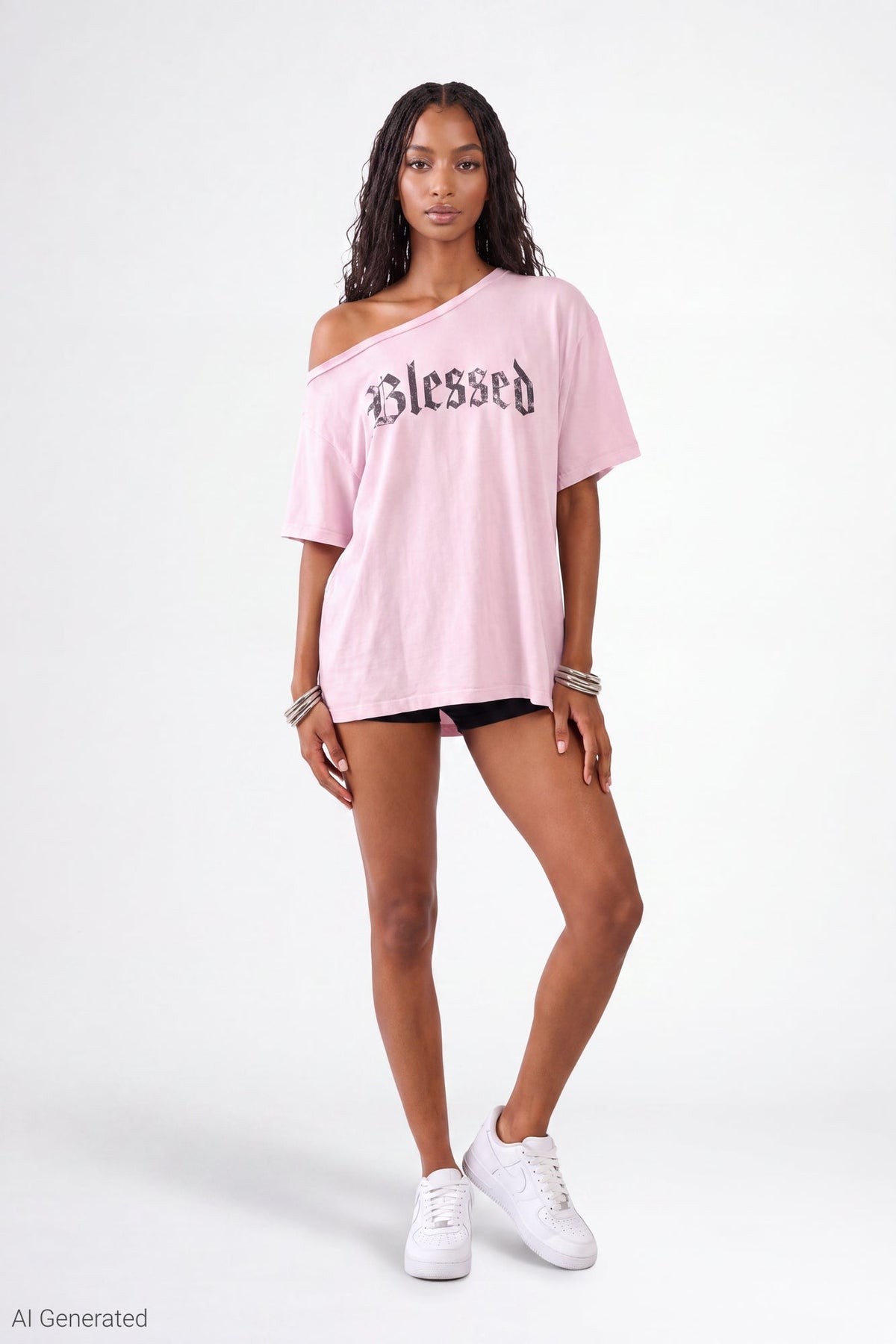 Off Shoulder Graphic T-Shirt
