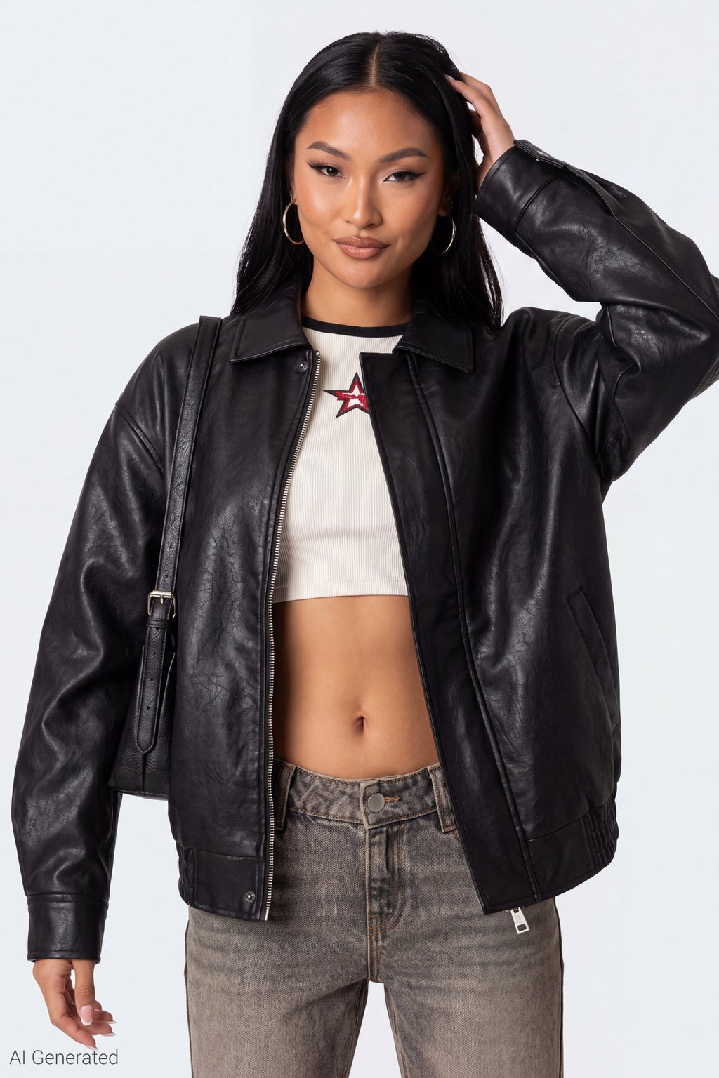 Oversized Faux Leather Jacket