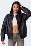 Oversized Faux Leather Jacket