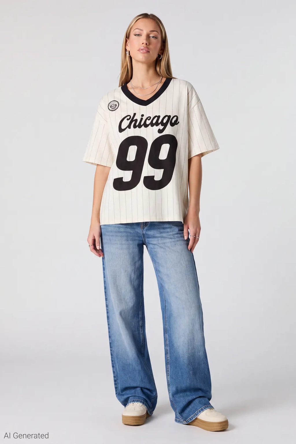 Graphic V-Neck Jersey T-Shirt
