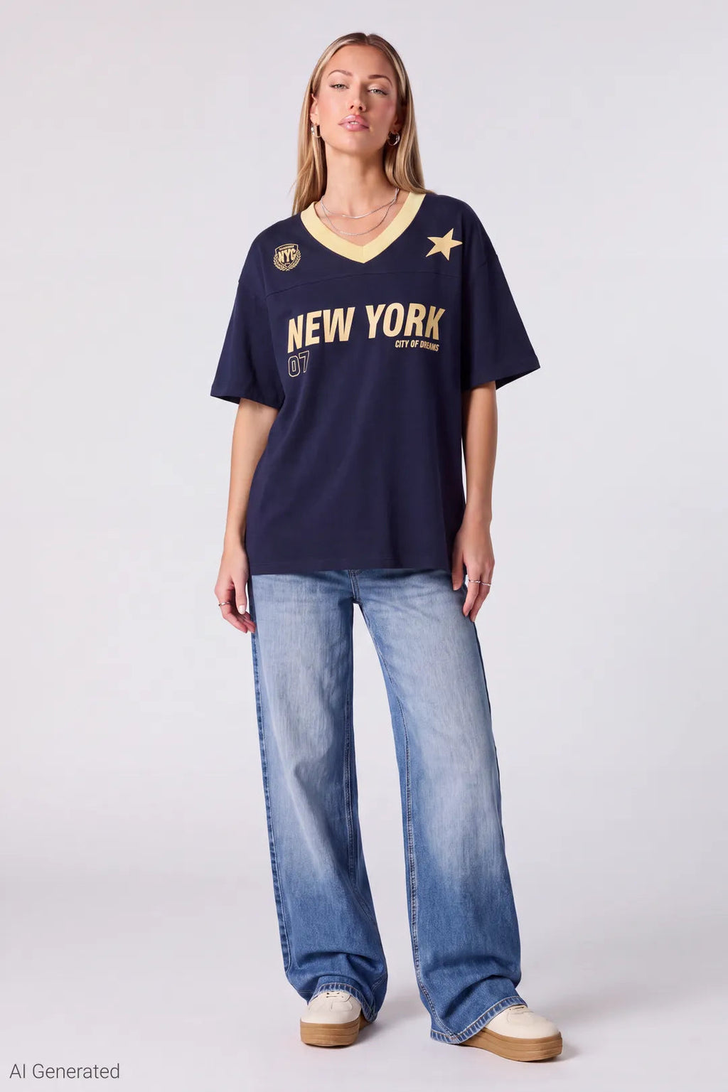 Graphic V-Neck Jersey T-Shirt