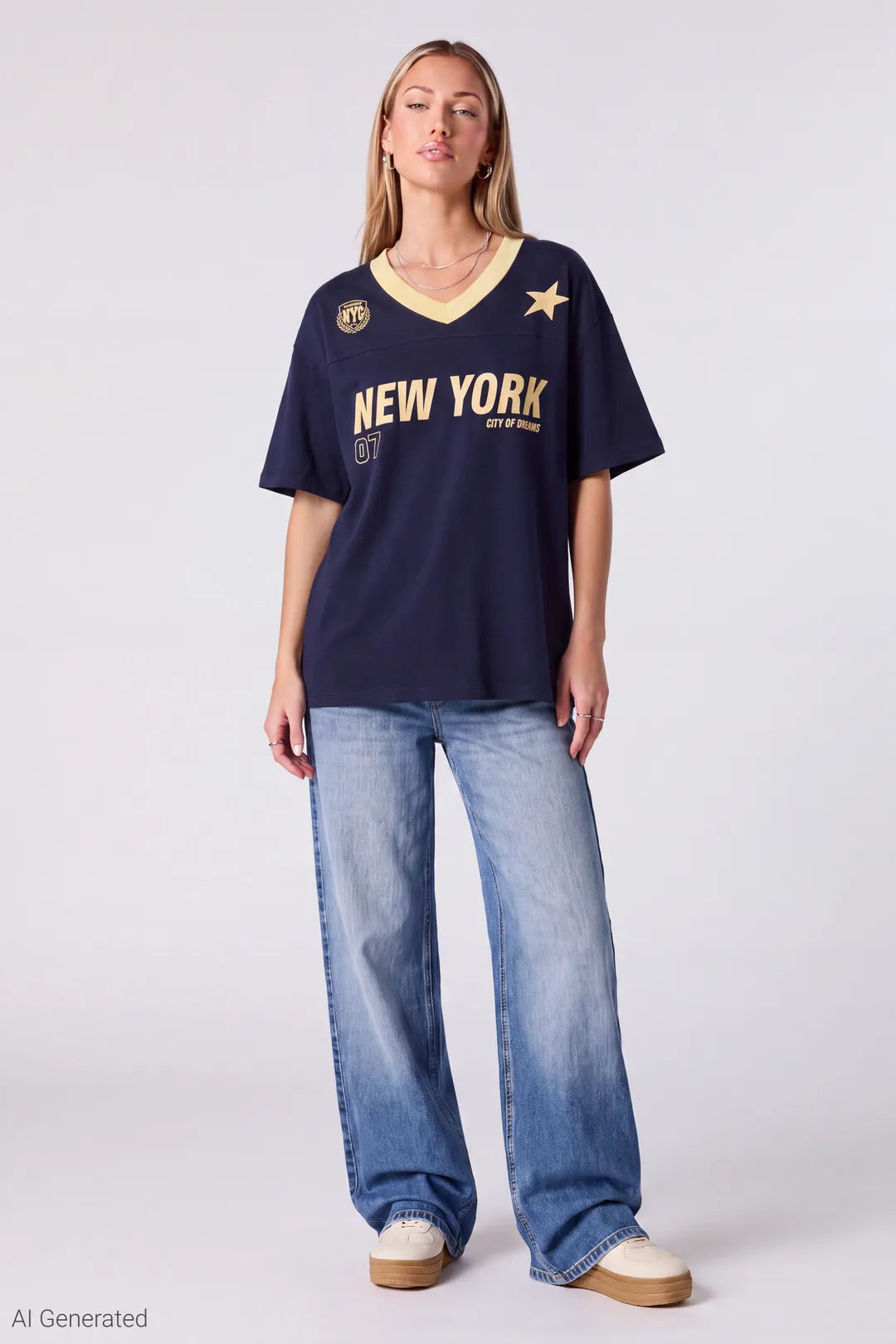 Graphic V-Neck Jersey T-Shirt