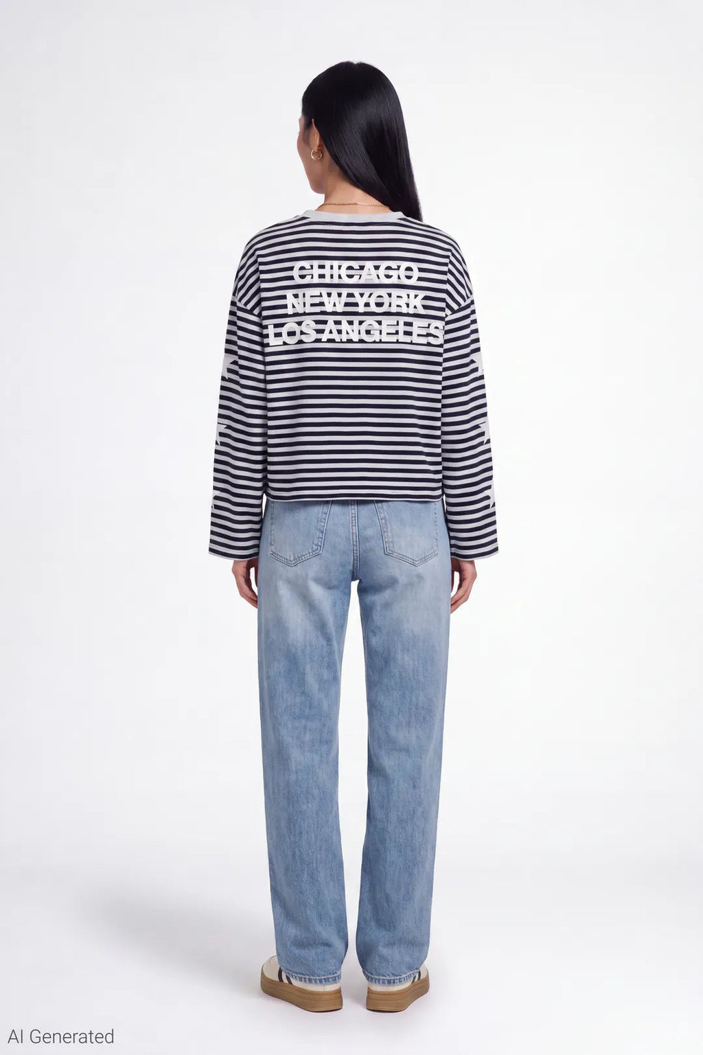Graphic Striped Long Sleeve Top