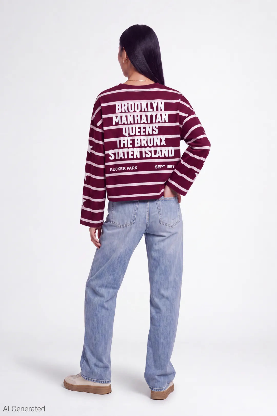 Graphic Striped Long Sleeve Top