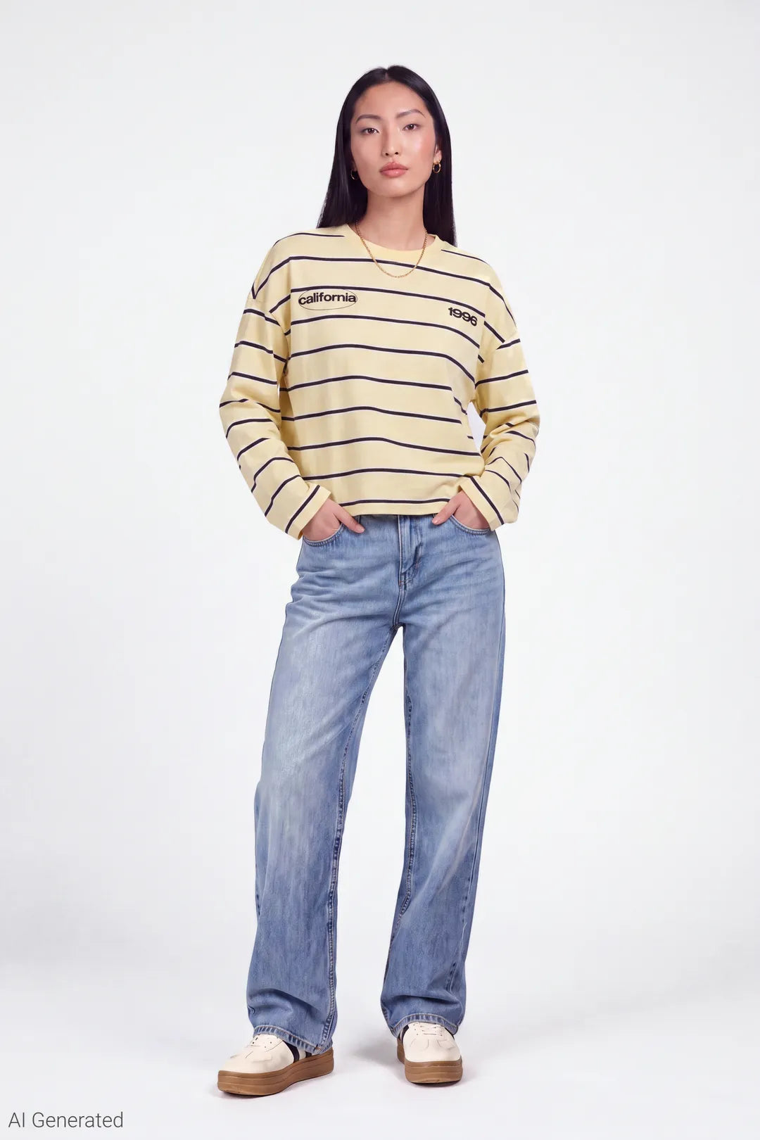 Graphic Striped Long Sleeve Top