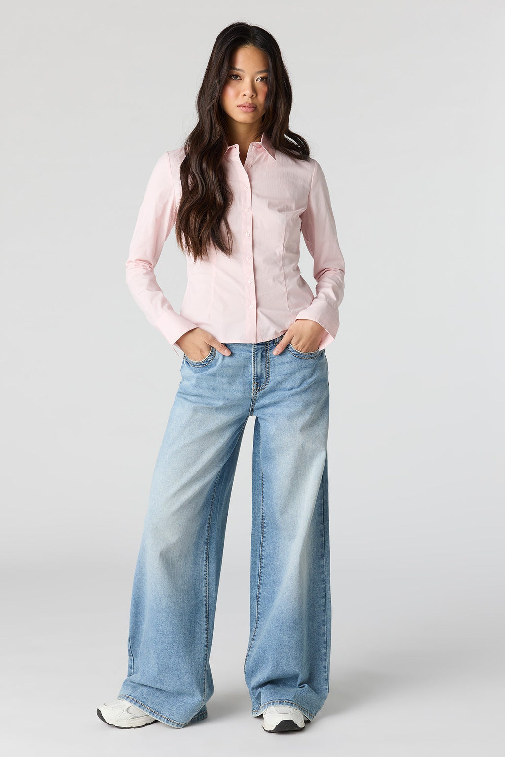 Slim Fit Button-Up Top