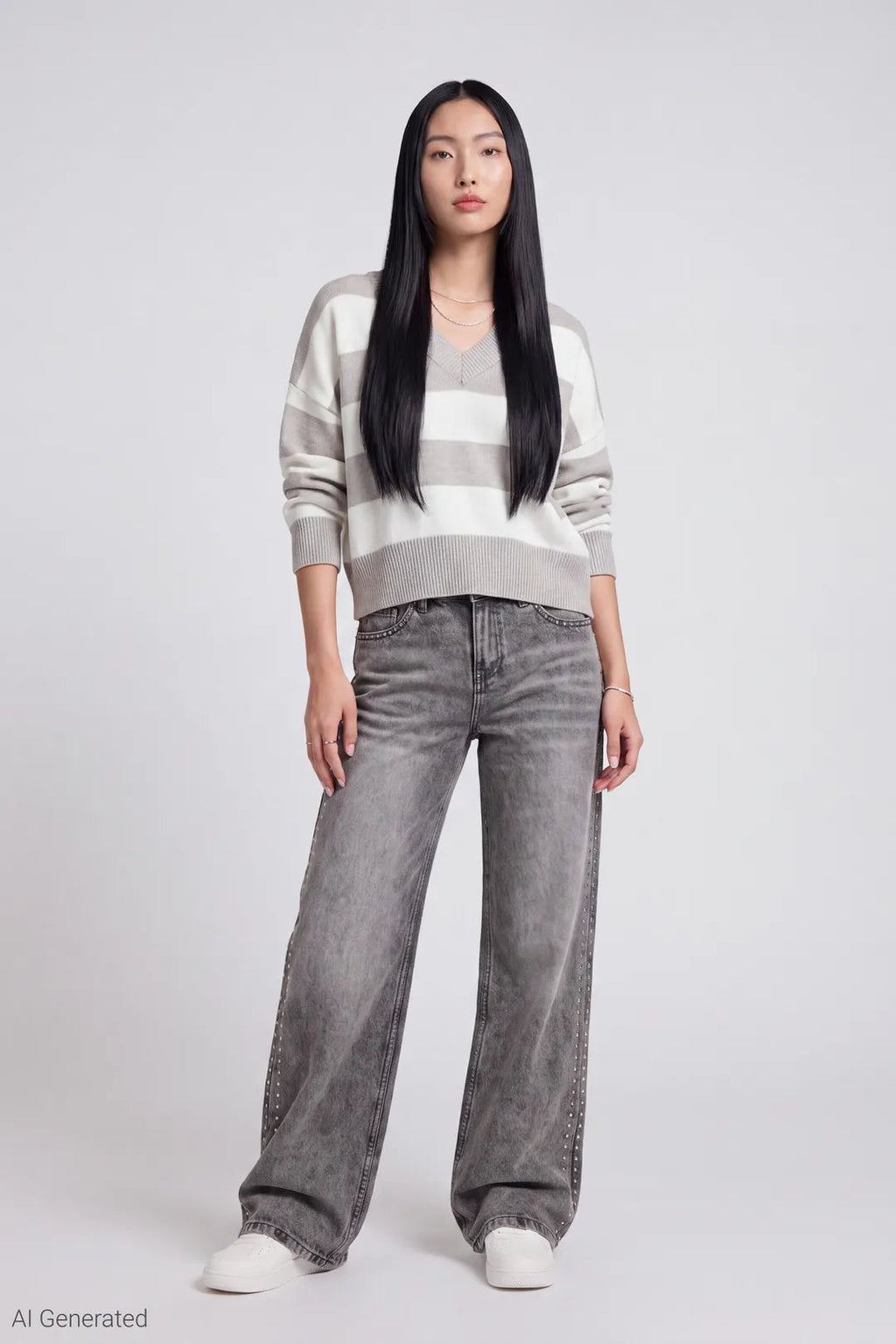 Striped V-Neck Sweater