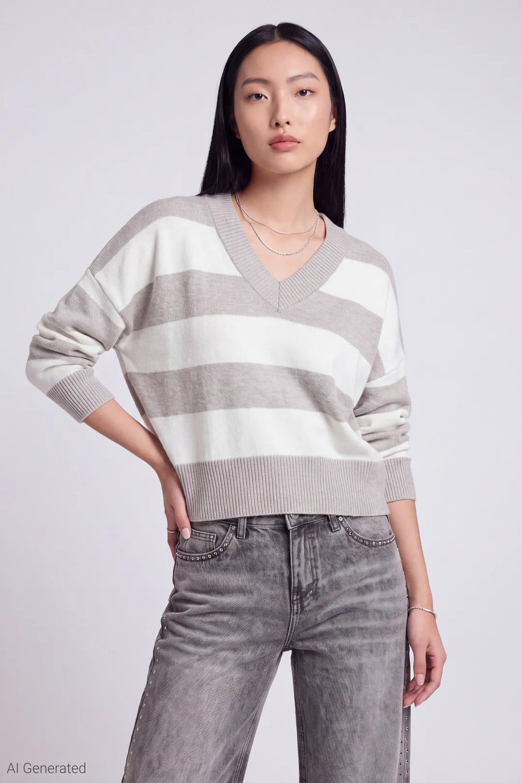 Striped V-Neck Sweater