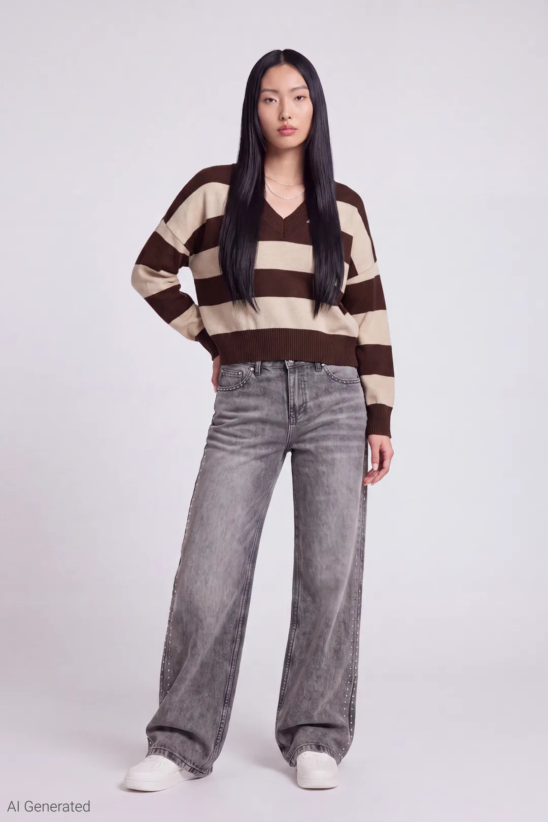 Striped V-Neck Sweater