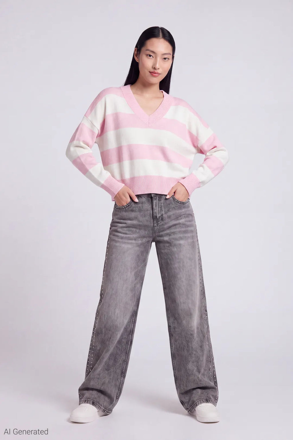 Striped V-Neck Sweater
