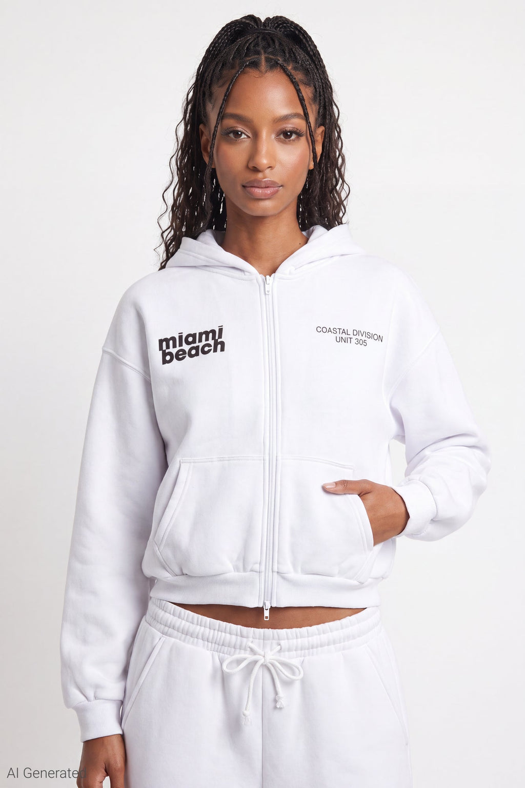 Graphic Fleece Boxy Zip Hoodie